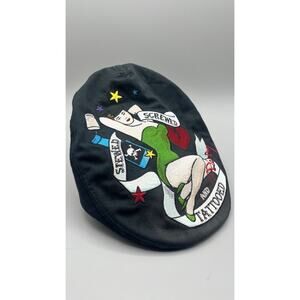 Ed Hardy Stewed Screwed Tattooed Dempsy Flat‎ Hat Pinup Girl One Size Adult Y2K
